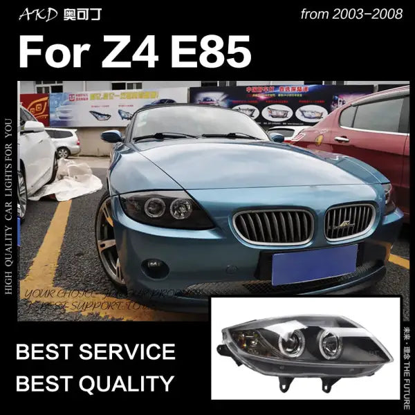 BME Z4 Headlights 2003-2008 E85 LED Headlight DRL Hid Head Lamp Angel Eye Bi Xenon Beam