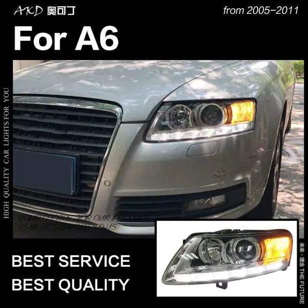 A6 Headlights 2005-2011 A6L C5 C6 LED Headlight LED DRL Hid Option Bi Xenon Head Lamp