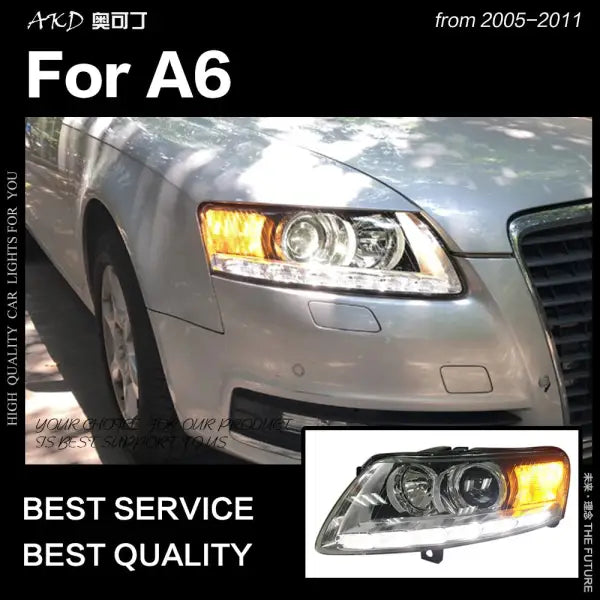 A6 Headlights 2005-2011 A6L C5 C6 LED Headlight LED DRL Hid Option Bi Xenon Head Lamp