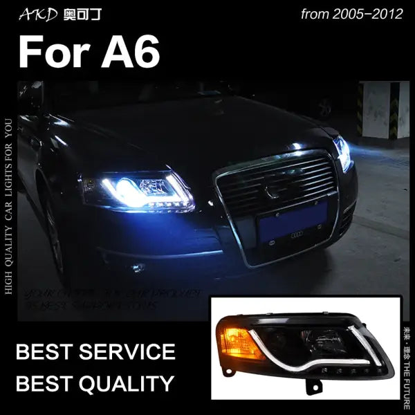 A6 Headlights 2005-2011 A6 C5 C6 Taiwan Sonar LED Headlight LED DRL Hid Bi Xenon Head Lamp
