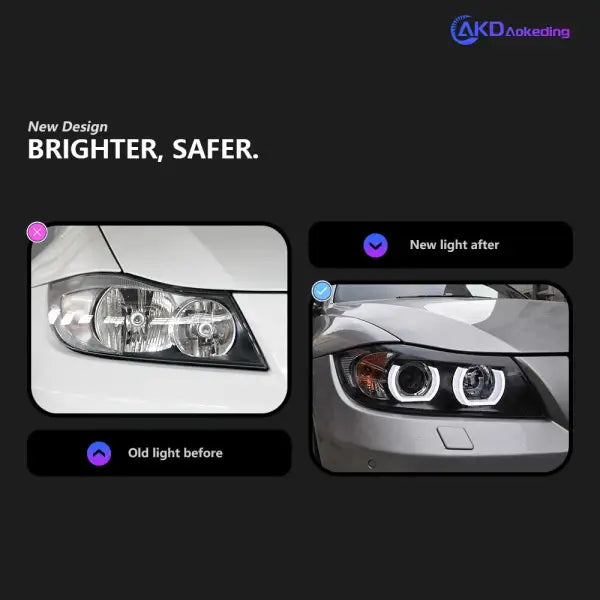 BMW E90 Headlights 2005-2012 320I 318I 323I 325I Headlight DRL Head Lamp Angel Eye Bi Xenon Beam