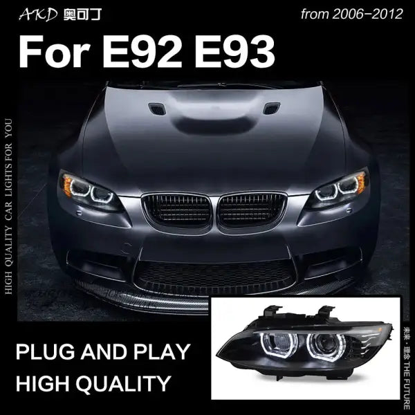 BMW E92 Headlights 2006-2012 E93 Headlight 330I 335I DRL Hid Head Lamp Angel Eye Bi Xenon Beam