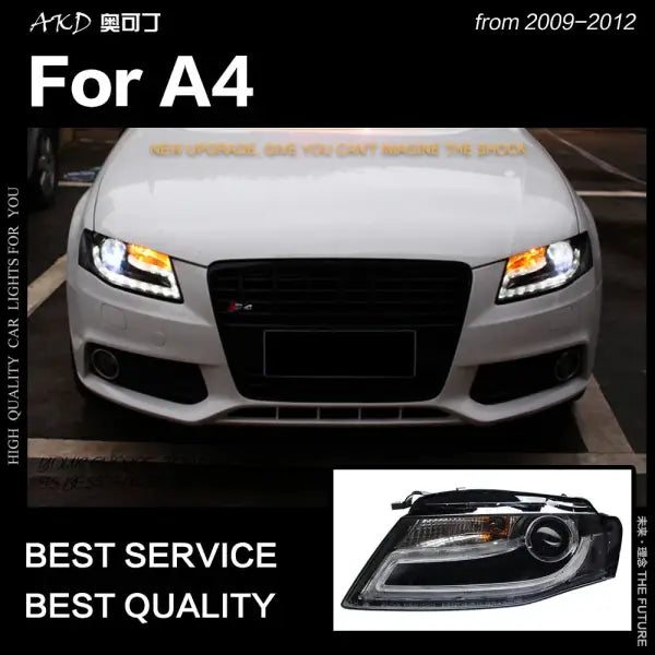 A4 Headlights 2009-2012 A4L B8 Sedan Headlight DRL Hid Head Lamp Angel Eye Bi Xenon Beam