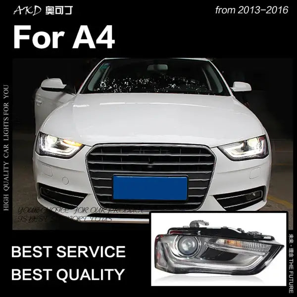 A4 Headlights 2013-2016 A4L RS4 Sedan Headlight DRL Hid Head Lamp Angel Eye Bi Xenon Beam