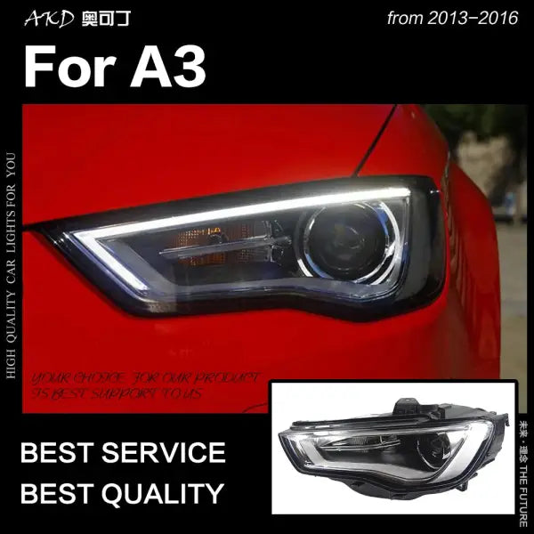 A3 Headlights 2013-2016 Upgrade S3 All LED Headlight DRL Hid Head Lamp Angel Eye Bi Xenon Beam