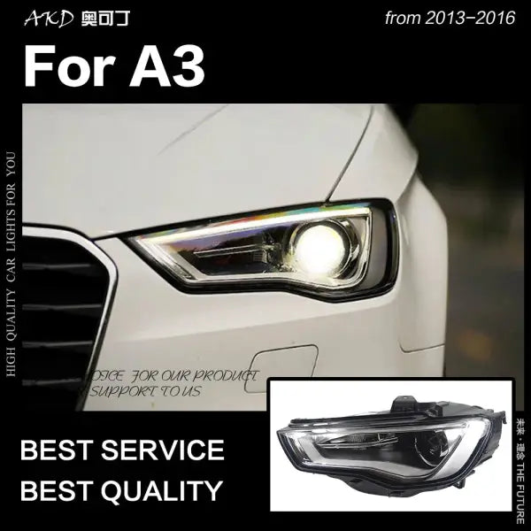 A3 Headlights 2013-2016 Upgrade S3 All LED Headlight DRL Hid Head Lamp Angel Eye Bi Xenon Beam