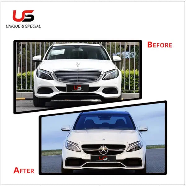 High Quality C63 Auto Parts Body Kit for Mercedes Benz W205 Modified to 2016 C63 AMG Style Bumper with Grille