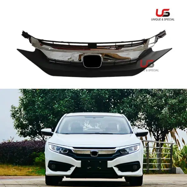 High Quality Car Chrome Front Grille for 2016 2017 2018 Honda Civic SEDAN Front Bumper Upper Grille OEM 71121-TET-H01