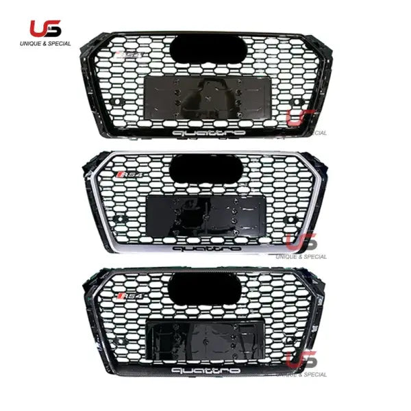 High Quality Front Bumper Grille for 2017-2019 Audi A4 Modified to RS4 Grille Honeycomb Mesh ABS Material RS4 Grill