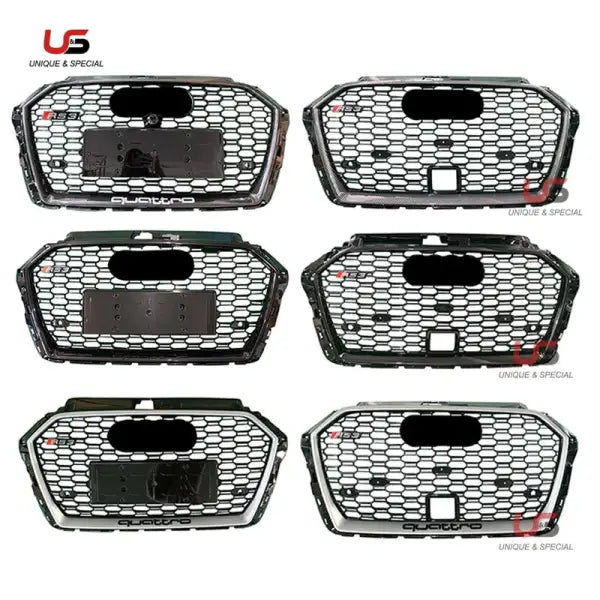 High Quality Front Bumper Grille for 2017-2020 Audi A3 Modified to RS3 Grille Honeycomb Mesh ABS Material
