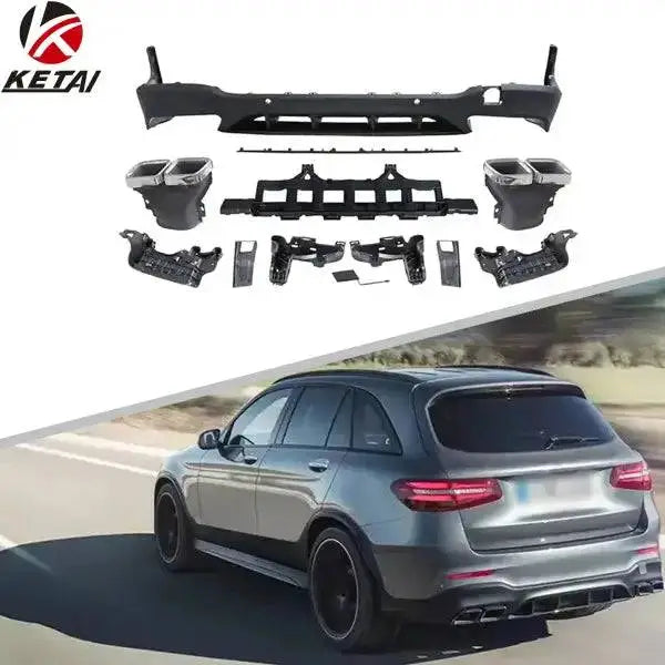 High Quality GLC63 Style Car Rear Bumper Diffuser for BENZ