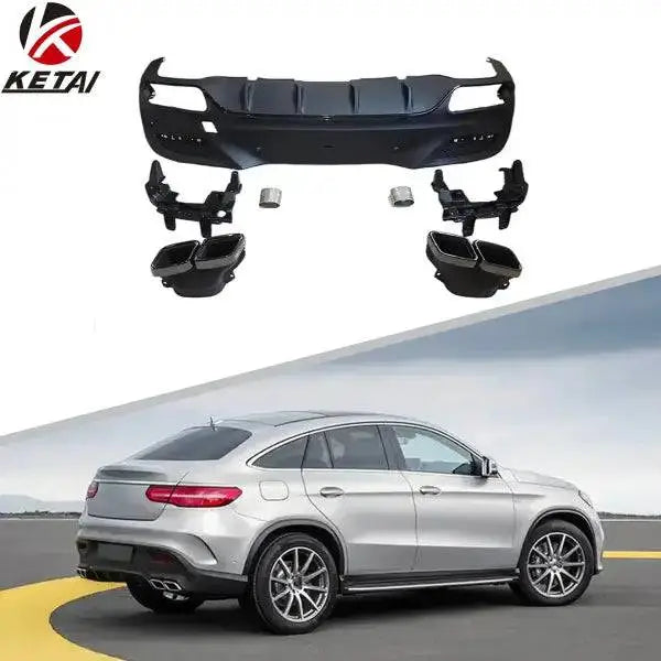 High Quality GLE63 Style Rear Diffuser with Silver Black