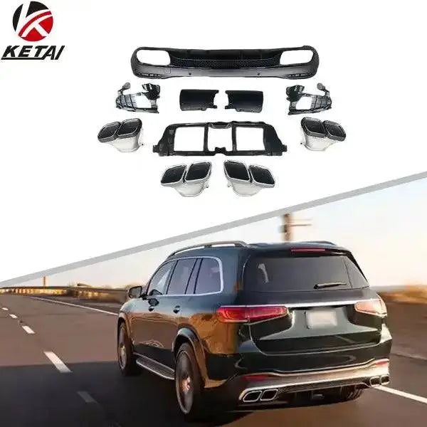 High Quality GLS63 Style Rear Diffuser with Silver Black