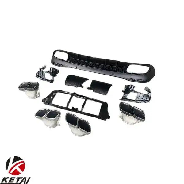 High Quality GLS63 Style Rear Diffuser with Silver Black