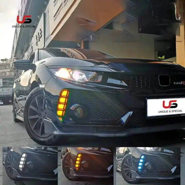 High Quality LED DRL for 2016-2018 Honda Civic Type-R Daytime Running Light 3 Color Moving Lights