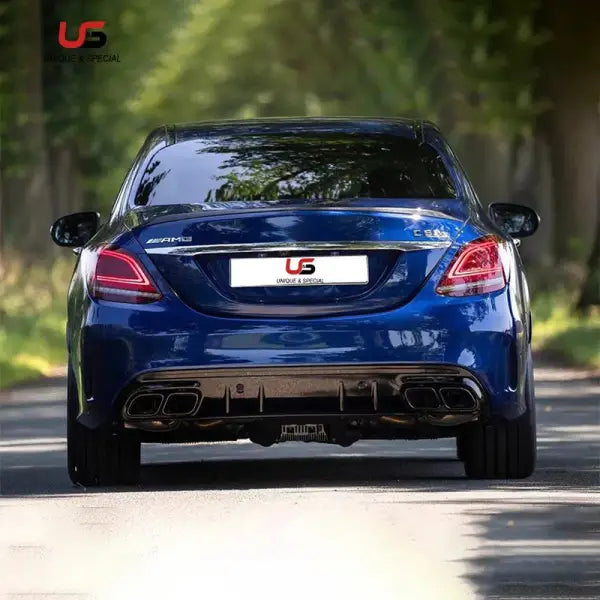 High Quality C63 Rear Bumper Diffuser for Mercedes Benz W205 Modified to 2019 C63 AMG Rear Diffuser with Exhaust Pipe or Muffler