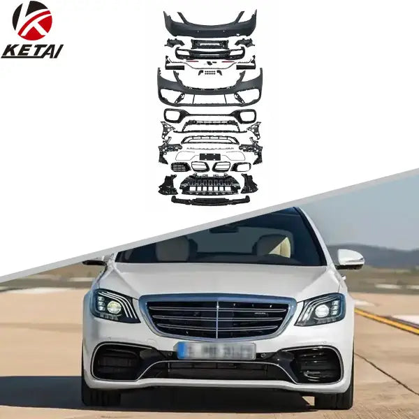 High Quality S63 Style Car Bumper Front Lip Rear Diffuser Side Skirt Vents Spoiler Refitted Body Kit for BENZ W222 2014-2022