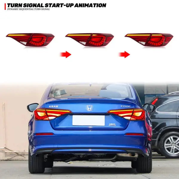 Car for Honda Civic 11Th Gen 2022 2023 Led Tail Lights Lamps Red Plug and Play Driving Lamps Daylight Rear DRL