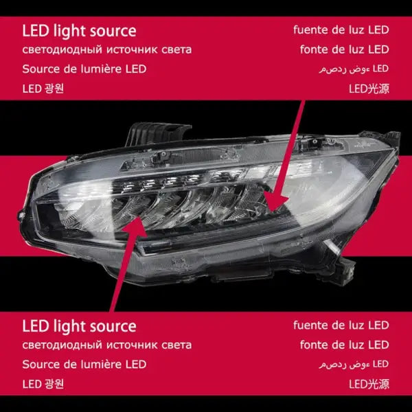 Honda Civic Headlights 2016-2020 Civic X LED Headlight Dynamic Signal DRL Head Lamp Automotive