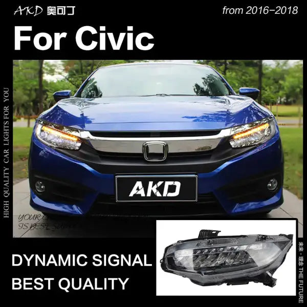Honda Civic Headlights 2016-2020 Civic X LED Headlight Dynamic Signal DRL Head Lamp Automotive