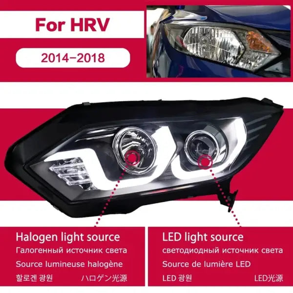 Honda HR-V LED Headlight 2015-2019 Headlights HRV Vezel DRL Turn Signal High Beam Angel Ey