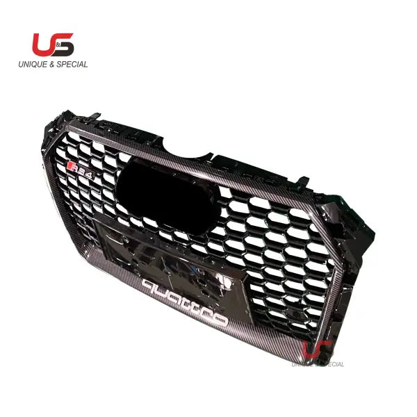 Honeycomb Carbon Fiber Frame Black Net Grilles for Audi A4 B9 Rs4 Grill 2017 2018 2019 2020