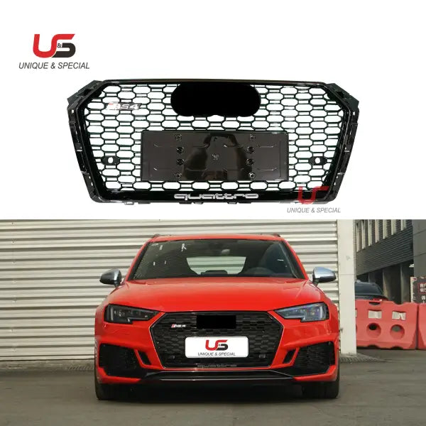 Honeycomb Abs Plastic Black Mesh Grilles for Audi A4 B9 Rs4 Grill 2017 2018 2019 2020 RS4 Grille