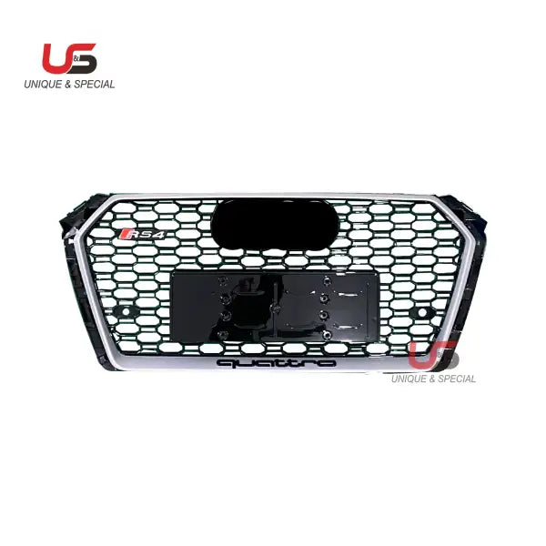 Honeycomb Sliver Frame Black Net Grilles for Audi A4 B9 Rs4 Grill 2017 2018 2019 2020