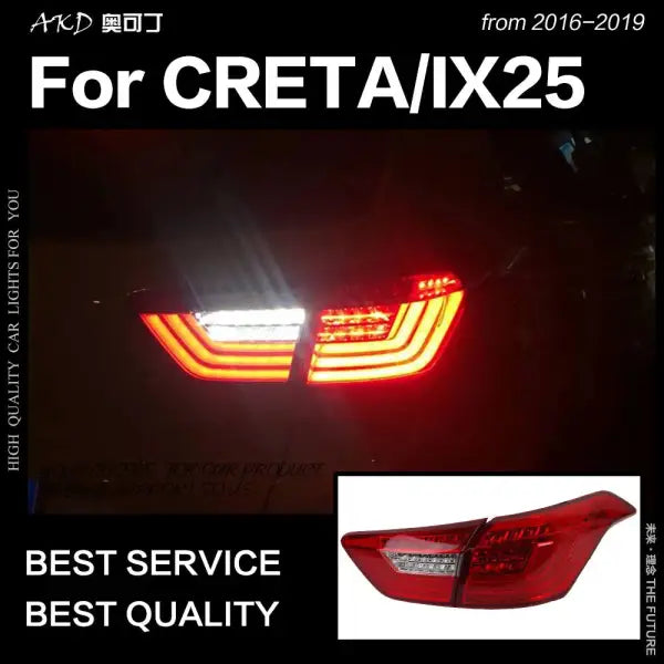 Hyundai Creta Tail Lights 2016-2019 IX25 LED Tail Light Rear Lamp DRL Dynamic Signal Brake Reverse