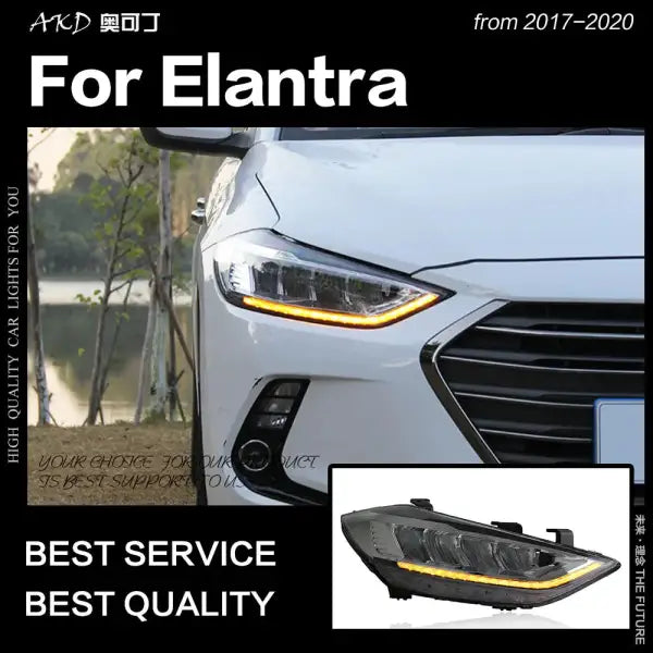 Hyundai Elantra Headlights 2017-2020 Elantra Headlight Dynamic Signal DRL LED High Low Beam