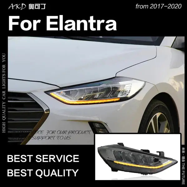 Hyundai Elantra Headlights 2017-2020 Elantra Headlight Dynamic Signal DRL LED High Low Beam