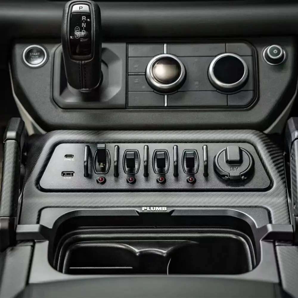 Car Craft Compatible With Range Land Rover Defender 2020-2025 Plumb M-one Central Control System 4 Way Light Switch Central Control Carbon Fiber Armrest Refit Plumb-008 - CAR CRAFT INDIA