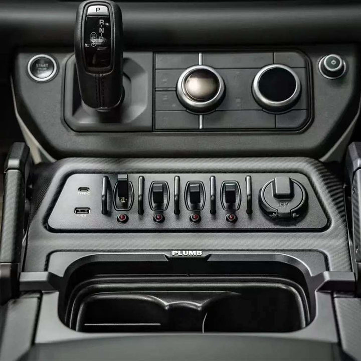 Car Craft Compatible With Range Land Rover Defender 2020-2025 Plumb M-one Central Control System 4 Way Light Switch Central Control Carbon Fiber Armrest Refit Plumb-008 - CAR CRAFT INDIA