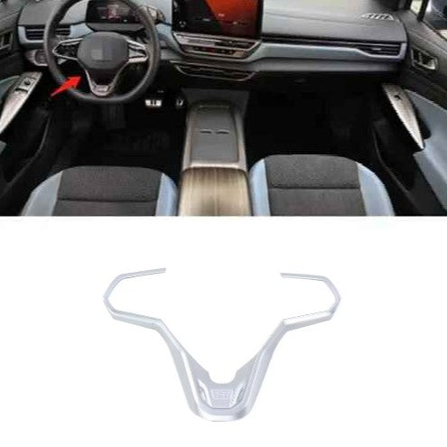 Car Craft Compatible With Volkswagen Virtus Arteon Golf 8 Vw Id.3 Passat B8 T-cross Tiguan Touareg Vw T6 Steering Wheel Trim Frame Cover D1 Silver - CAR CRAFT INDIA