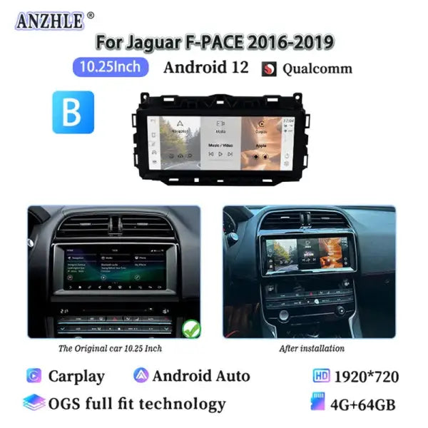 For Jaguar XE/XEL/F-PACE X760 X761 Android 13 GPS Radio Multimedia Player Wireless Carplay and Auto Original Car OEM Menu 10.25”