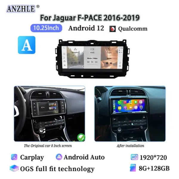 For Jaguar XE/XEL/F-PACE X760 X761 Android 13 GPS Radio Multimedia Player Wireless Carplay and Auto Original Car OEM Menu 10.25”