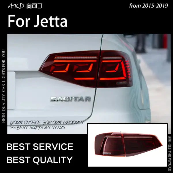 Jetta Tail Lights 2015-2019 Jetta Mk6 LED Tail Lamp B8 Design DRL Dynamic Signal Reverse