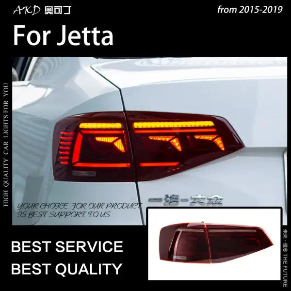 Jetta Tail Lights 2015-2019 Jetta Mk6 LED Tail Lamp B8 Design DRL Dynamic Signal Reverse