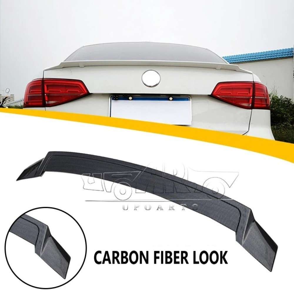 Car Craft Compatible With Vw Volkswagen Jetta 2012-2018 Rear Trunk Wing Boot Spoiler Lip Splitter Skirt Ar-vw-045 Cf Carbon Fiber Look - CAR CRAFT INDIA