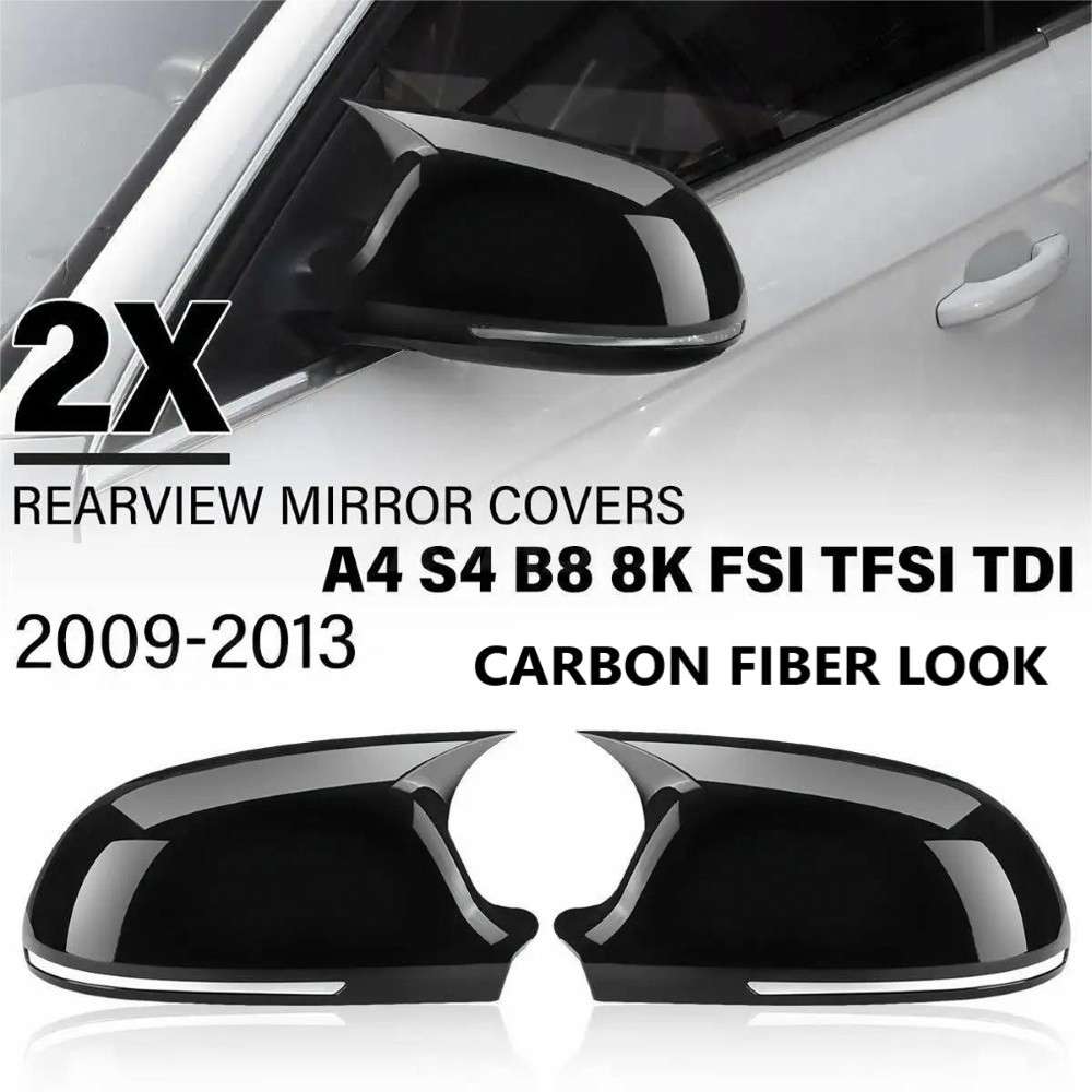 Car Craft Compatible With Audi A4 2009-2012 Side Rear View Case Wing Cap Shell Housing Mirror Covers 3m Tape Pasting Style Ar-mr-058 Cf Carbon Fiber Look CC-8089 - CAR CRAFT INDIA