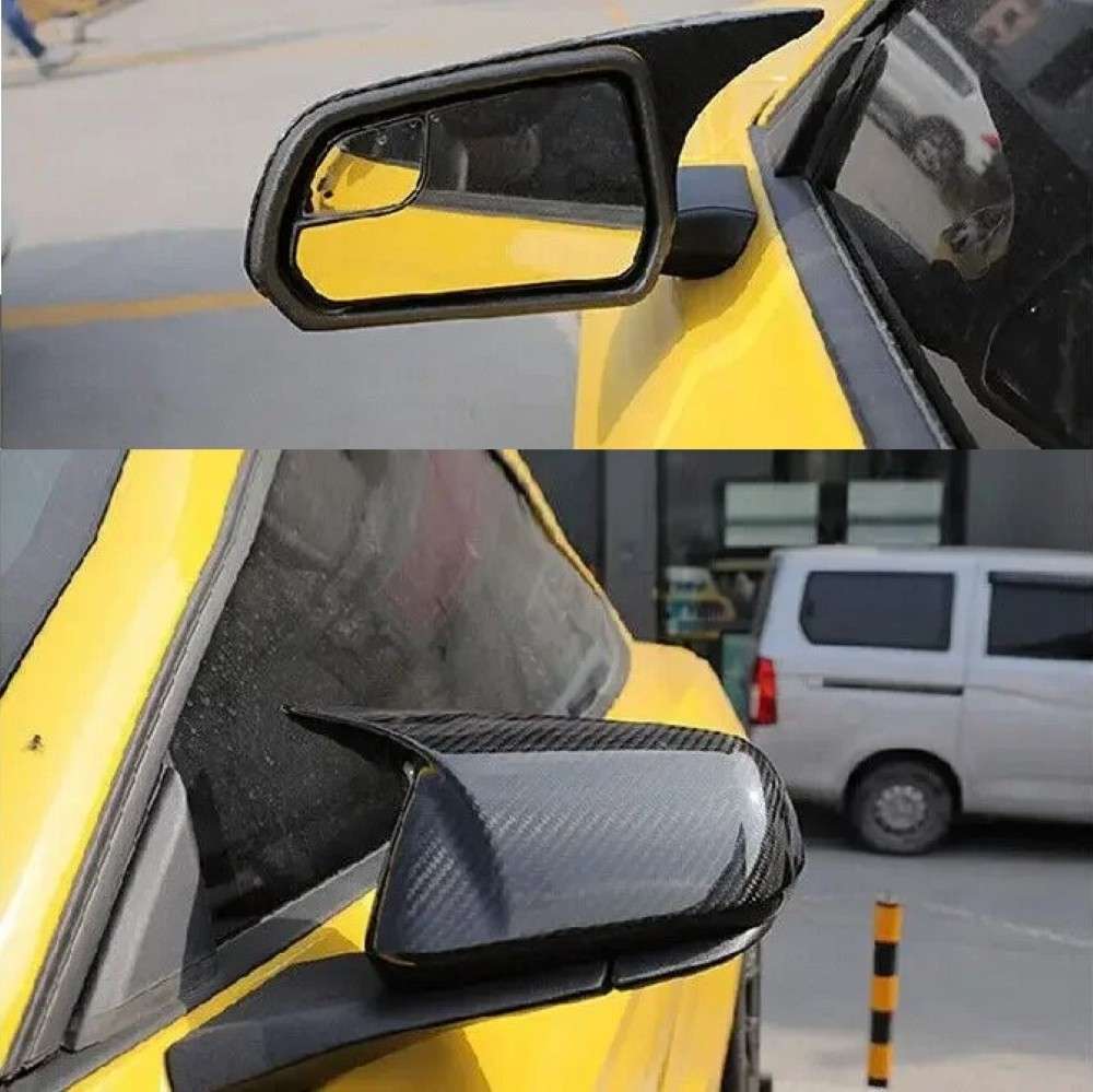Car Craft Compatible With Ford Mustang 2016-2020 Side Rear View Case Wing Cap Shell Housing Mirror Covers Without Lamp Car 3m Tape Pasting Style Ar-mr-068 Cf Carbon Fiber Look CC-8065 - CAR CRAFT INDIA
