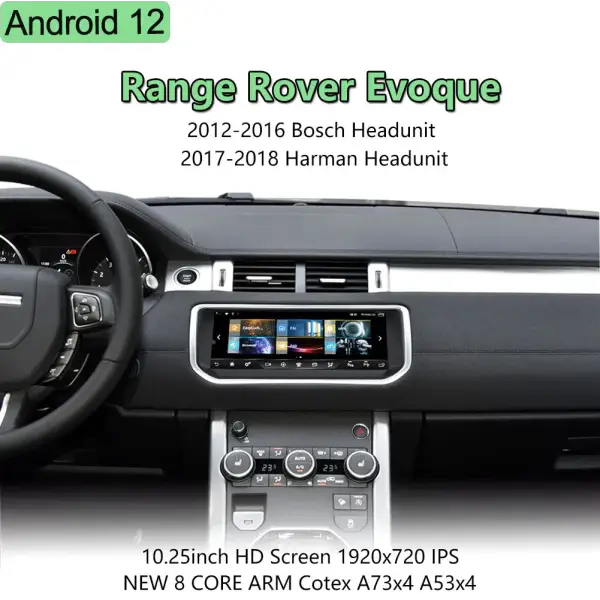 Land Range Rover Evoque 2012 to 2018 Android 12 Player Car