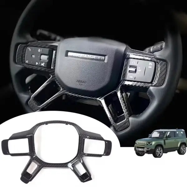 For Land Rover Defender 2022 2023 Defender Black Carbon Fiber Car Steering Wheel Cover