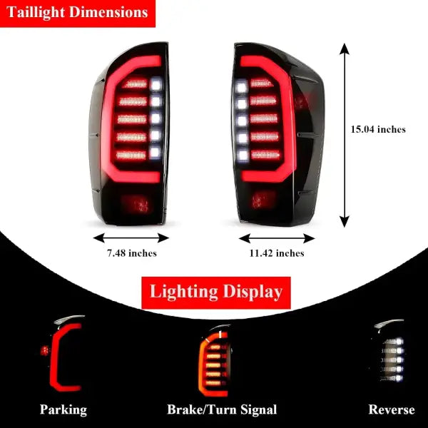 LED Brake Tail Light Rear Lamp Fit for 2016 2017 2018 2019 2020 2021 2022 Toyota Tacoma New Upgrade Lights Smoked a Pair