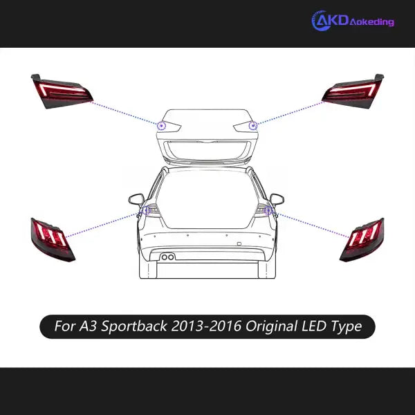 Car Lights for Audi A3 LED Tail Light 2013-2019 S3 Sportback Rear Lamp DRL Dynamic Signal Reverse Automotive