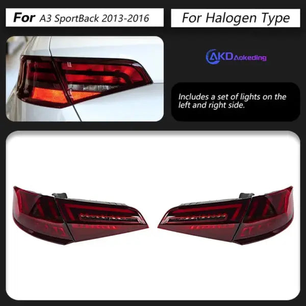 Car Lights for Audi A3 LED Tail Light 2013-2019 S3 Sportback Rear Lamp DRL Dynamic Signal Reverse Automotive