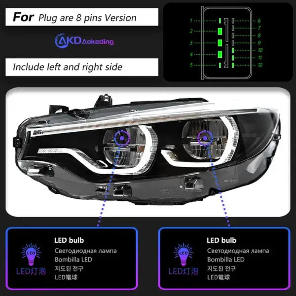 Car Lights for BMW F32 LED Headlight 2012-2019 F36 F80 F33 DRL 425I 428I 430I 435I Signal Head Lamp Automotive