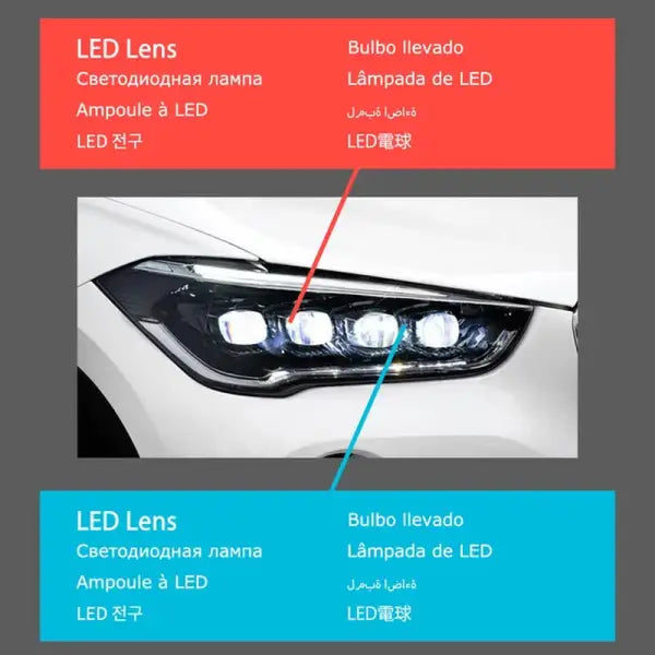 Car Lights for BMW X1 LED Headlight Porjector Lens 2017-2020 F48 F49 Animation DRL Signal Head Lamp Automotive