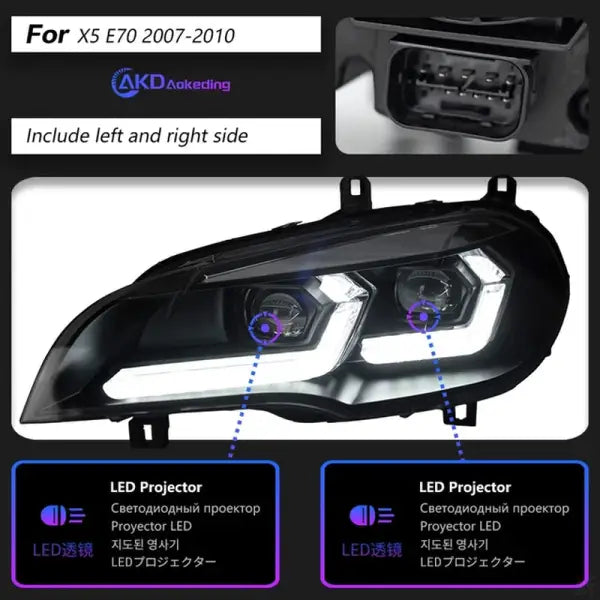 Car Lights for BMW X5 E70 LED Headlight Projector Lens 2007-2013 Angel Eye DRL Signal Head Lamp Automotive