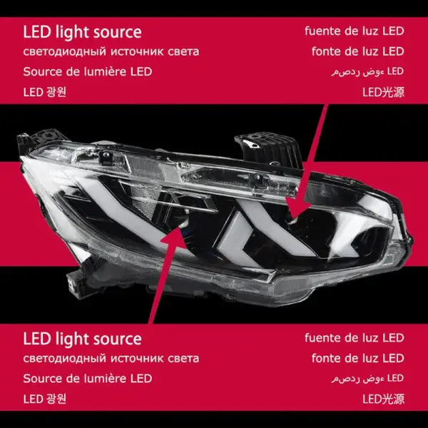 Car Lights for Honda Civic LED Headlight Projector Lens 2017-2020 Civic X Head Lamp DRL Animation Automotive